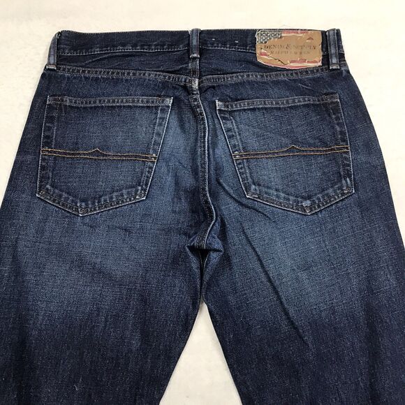 RALPH LAUREN Denim Supply Jean Men 33x34 Straight Dark Whisker Wash USA Fabric - Picture 4 of 14